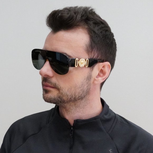 💯 NEW VERSACE VE4391 531771 HAVANA DARK GREEN MASK SUNGLASSES - Picture 8 of 12